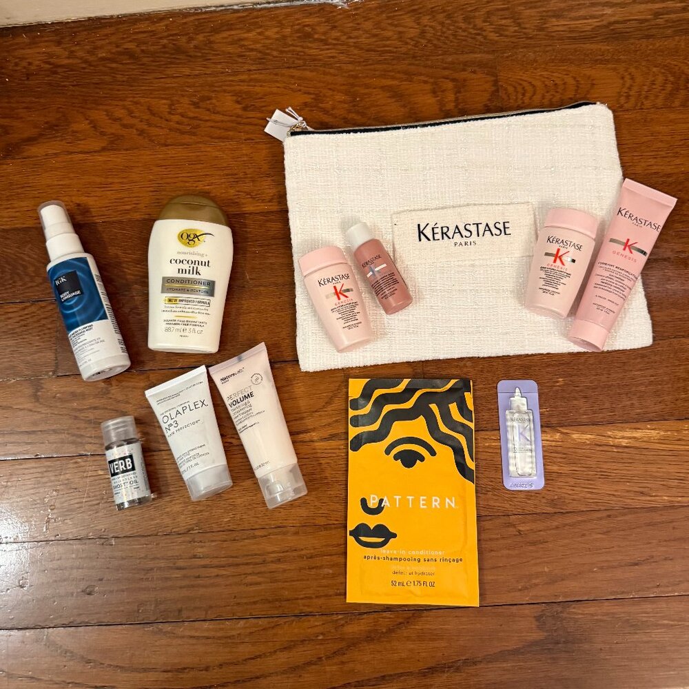 12 Piece DELUXE Hair sample with deluxe travel bag 2oz+ size!